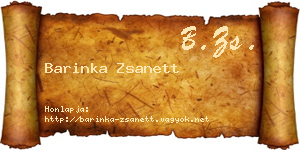 Barinka Zsanett névjegykártya